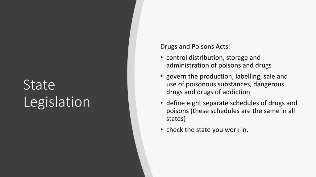drugs and poisons acts control distribution