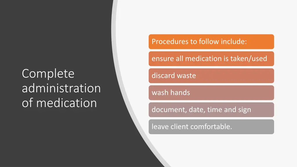 procedures to follow include 1