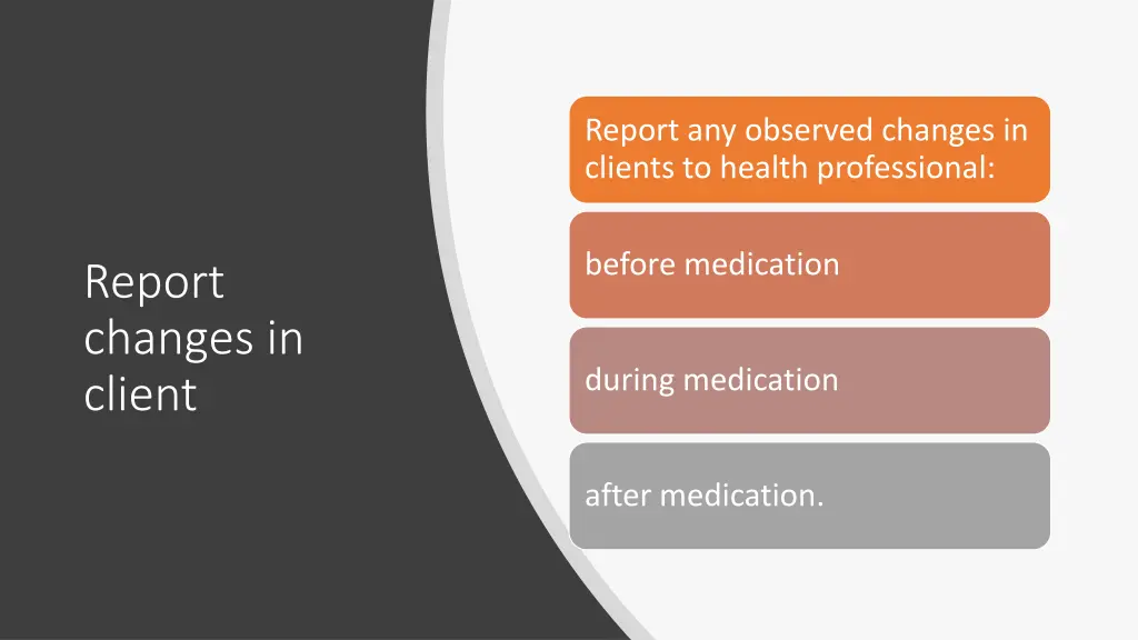 report any observed changes in clients to health