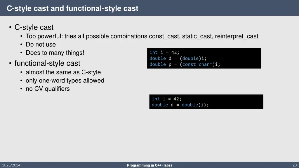c style cast and functional style cast