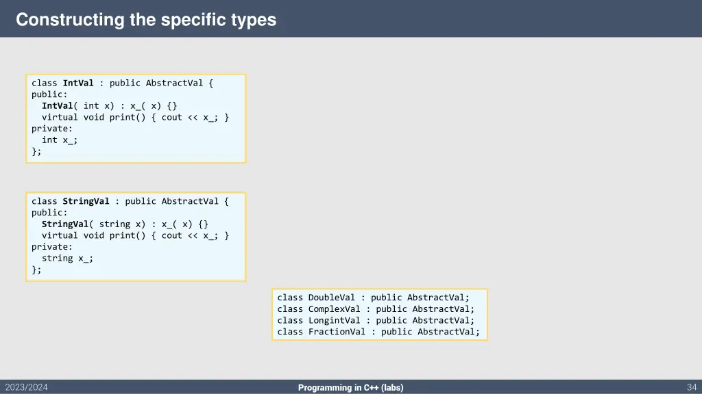constructing the specific types