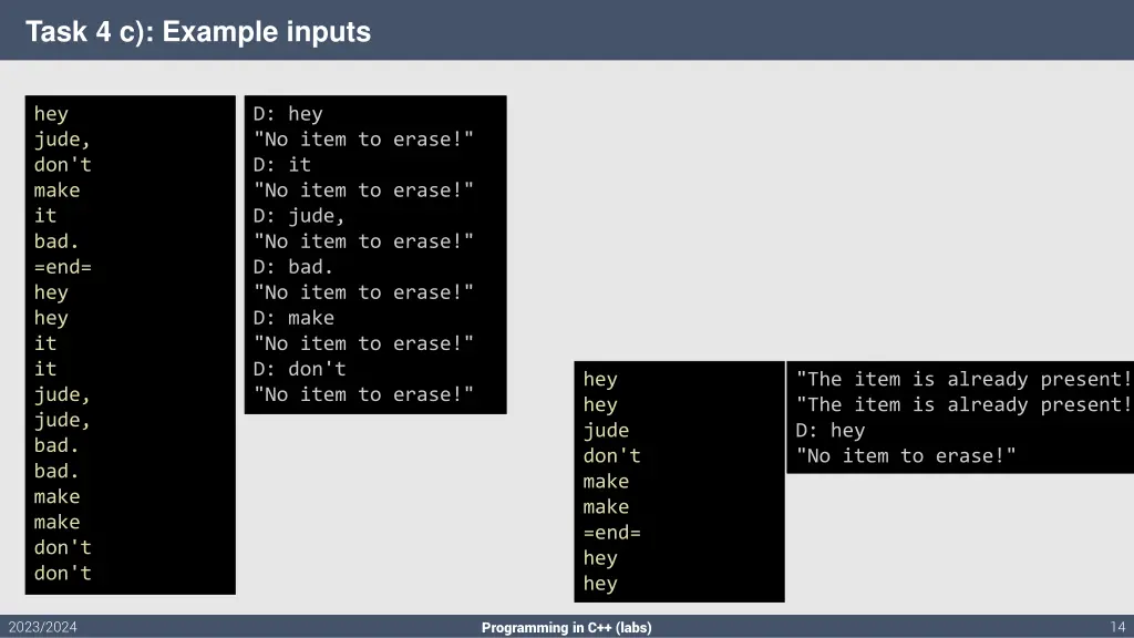 task 4 c example inputs
