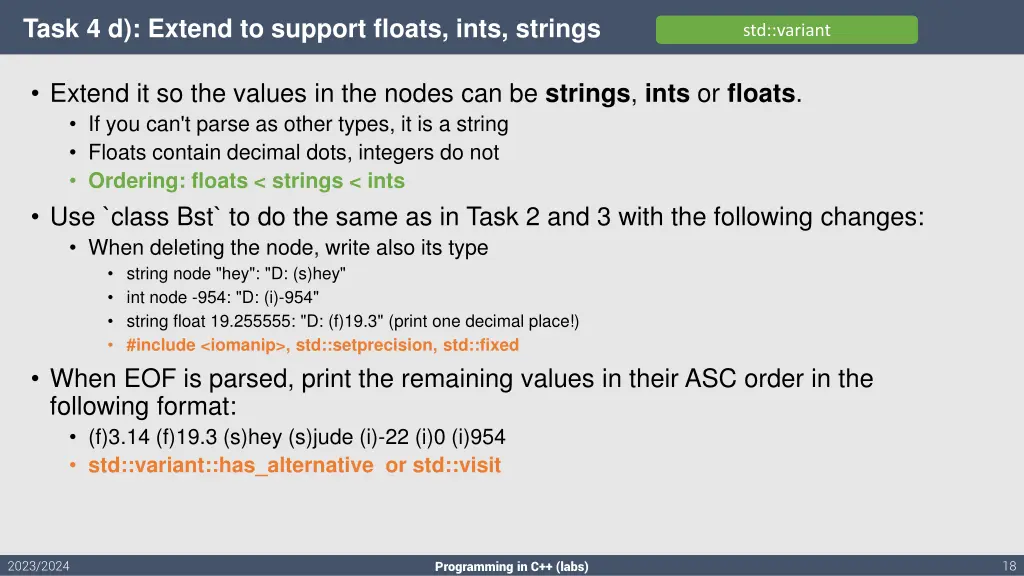 task 4 d extend to support floats ints strings