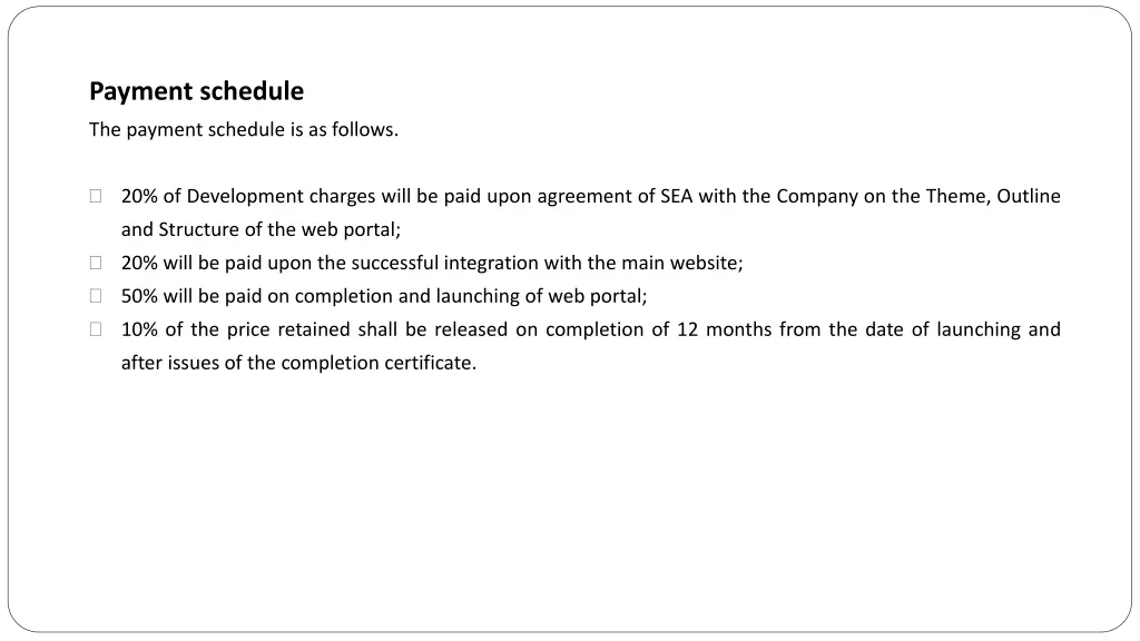 payment schedule
