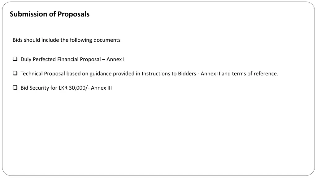 submission of proposals