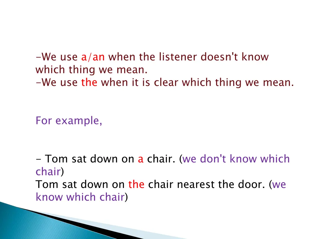 we use a an when the listener doesn t know which