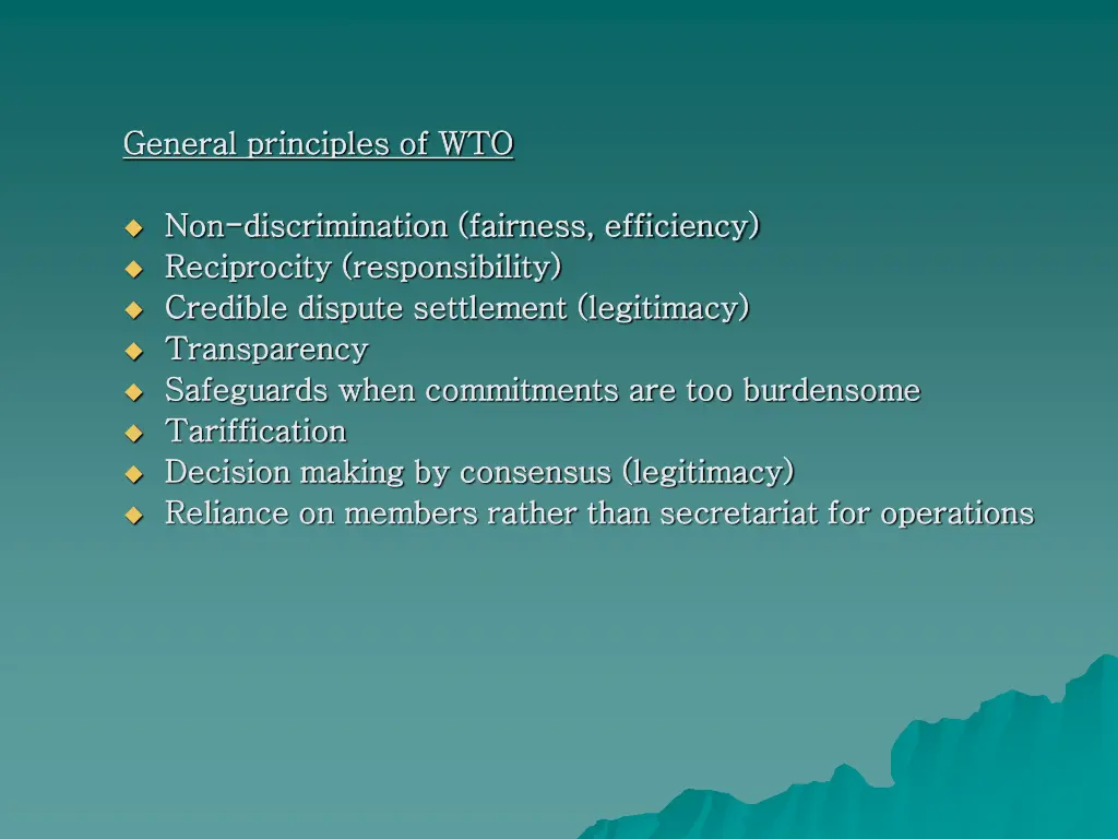 general principles of wto general principles