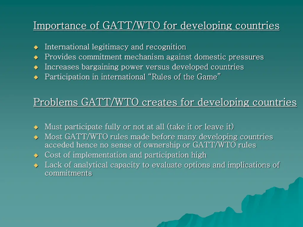 importance of gatt wto for developing countries
