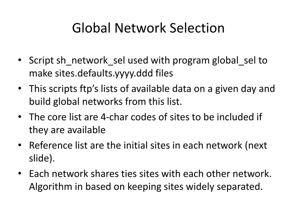 global network selection