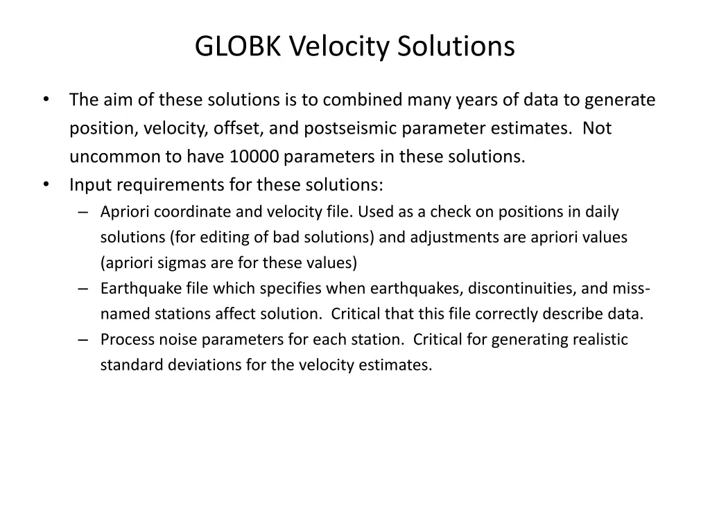 globk velocity solutions