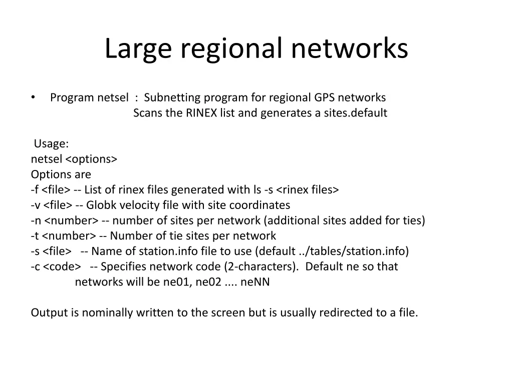 large regional networks