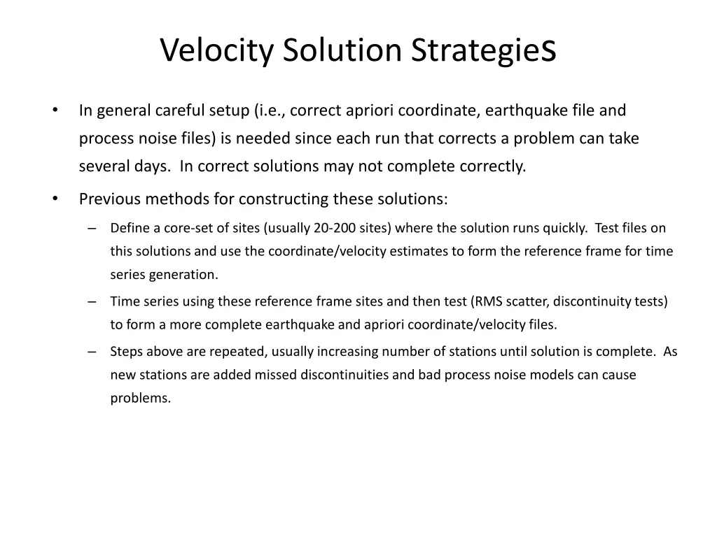velocity solution strategie s