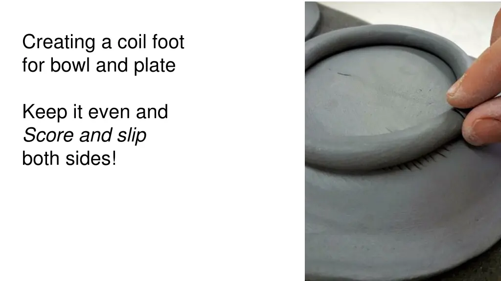 creating a coil foot for bowl and plate