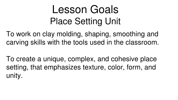 lesson goals place setting unit