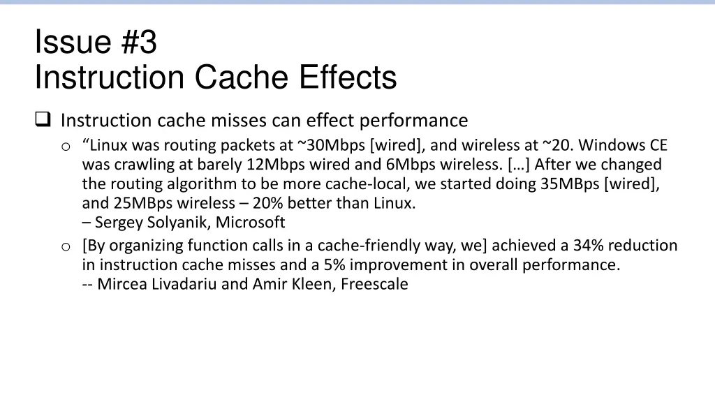issue 3 instruction cache effects