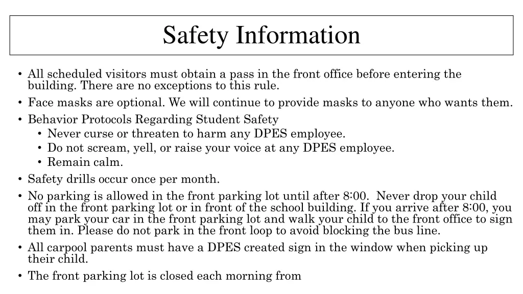 safety information