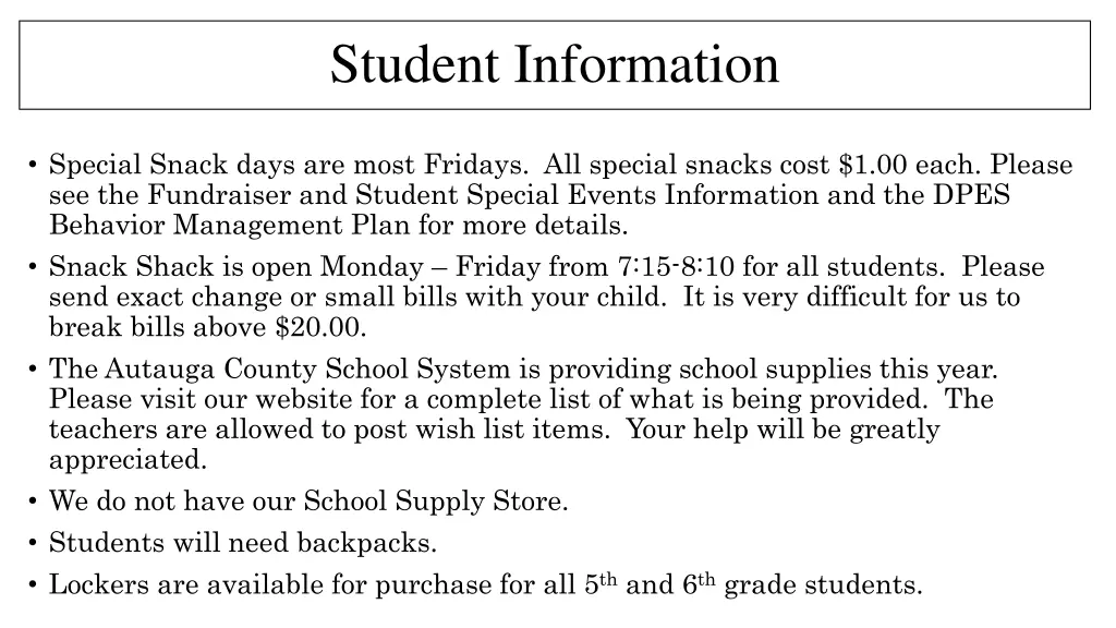 student information