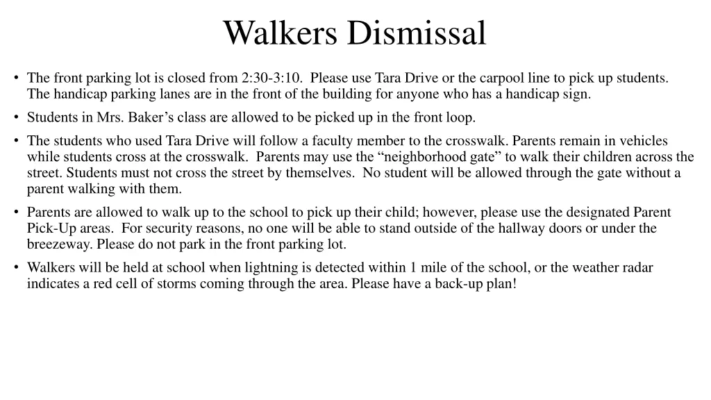 walkers dismissal
