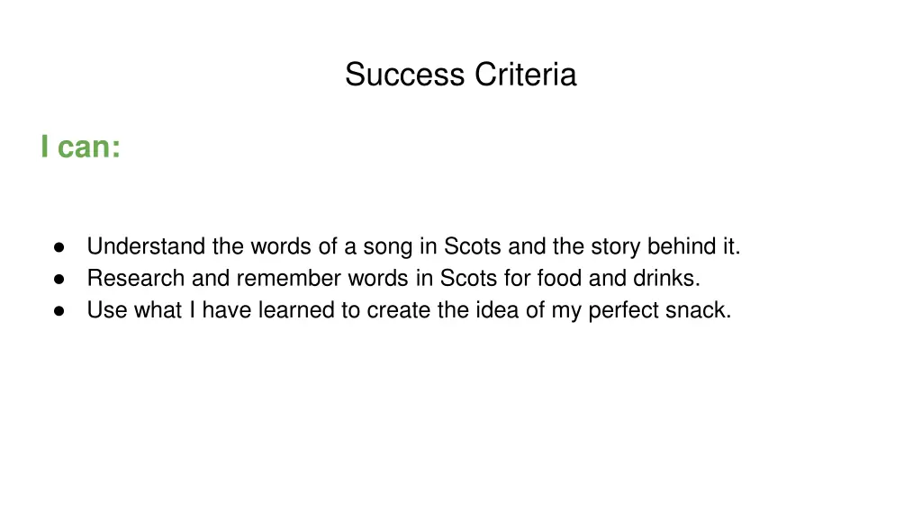 success criteria