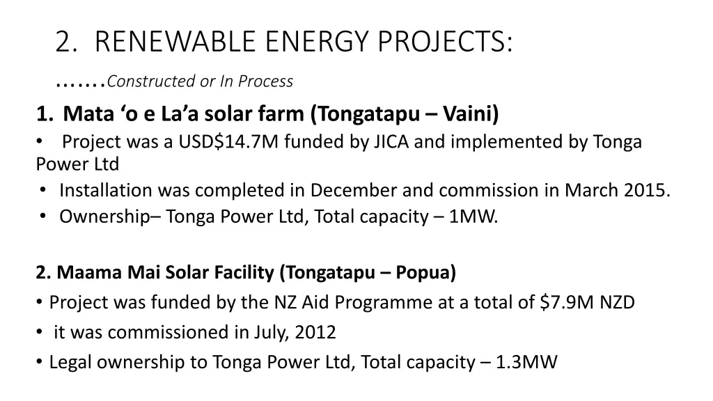 2 renewable energy projects constructed