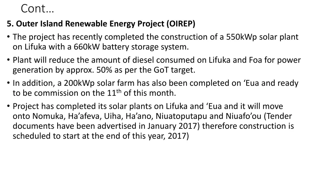 cont 5 outer island renewable energy project