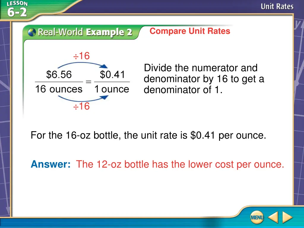 compare unit rates 1