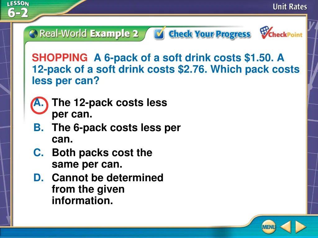 shopping a 6 pack of a soft drink costs