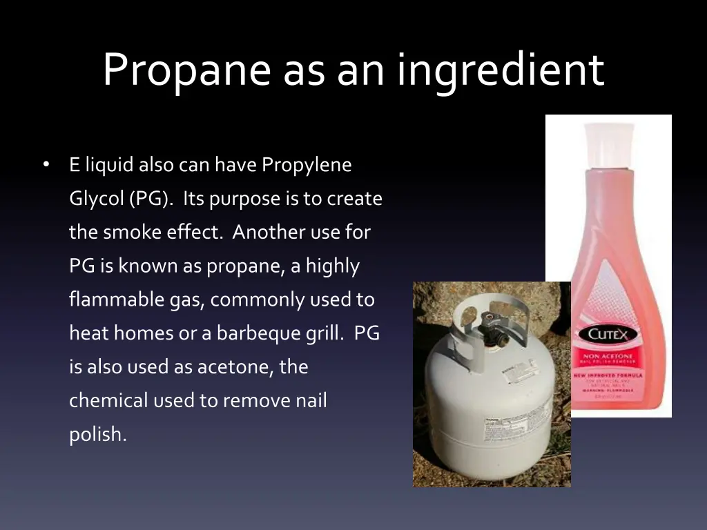 propane as an ingredient