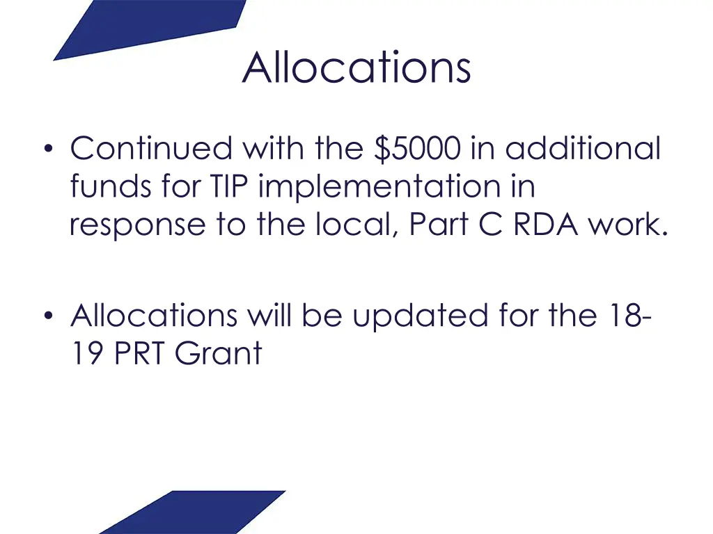 allocations