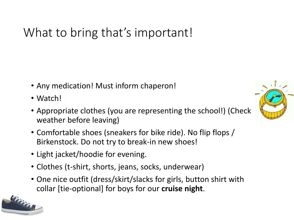 what to bring that s important
