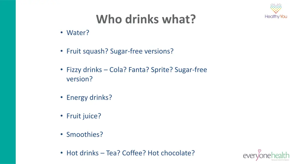 who drinks what
