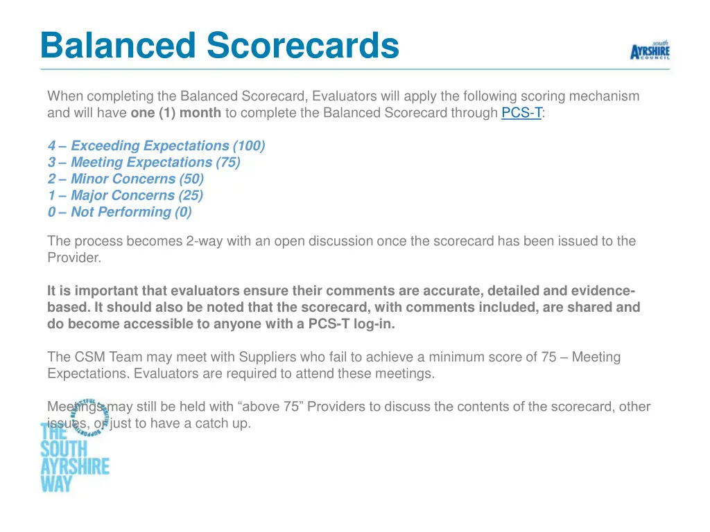 balanced scorecards
