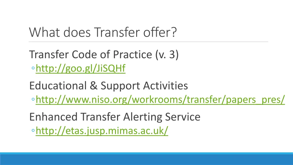 what does transfer offer