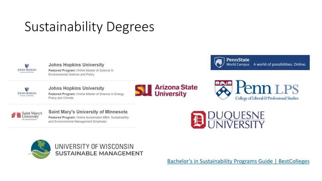 sustainability degrees