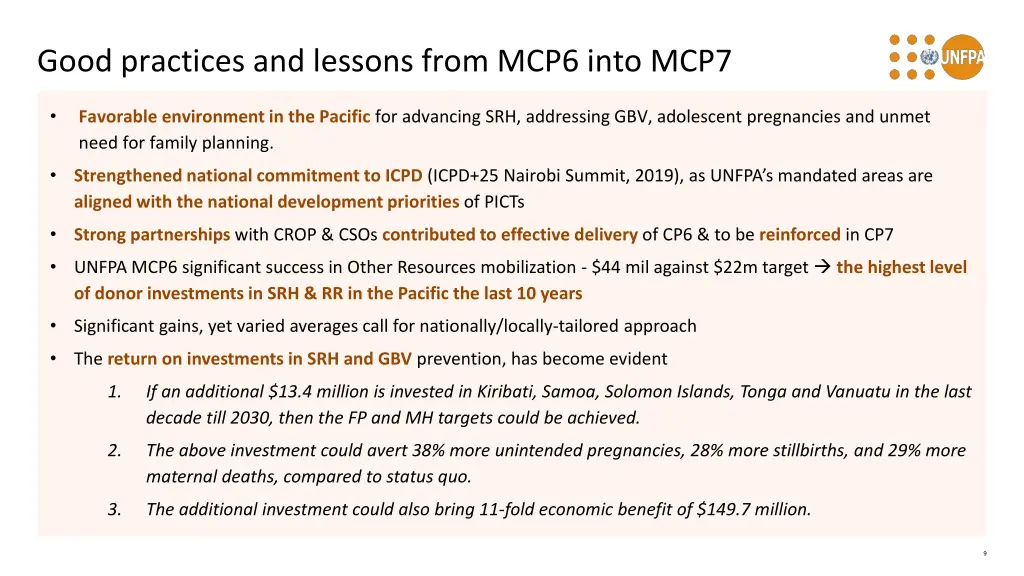 good practices and lessons from mcp6 into mcp7