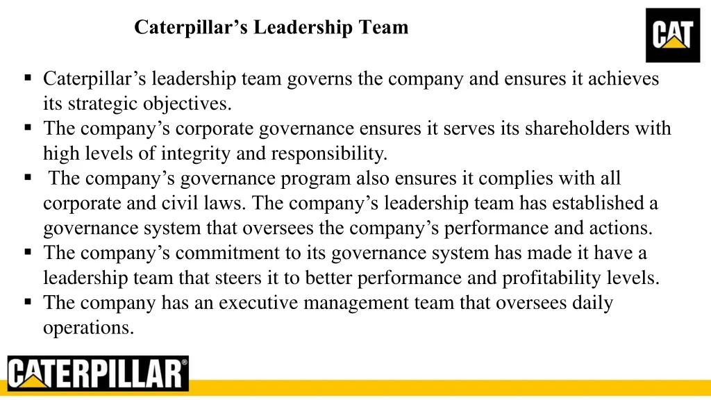 caterpillar s leadership team