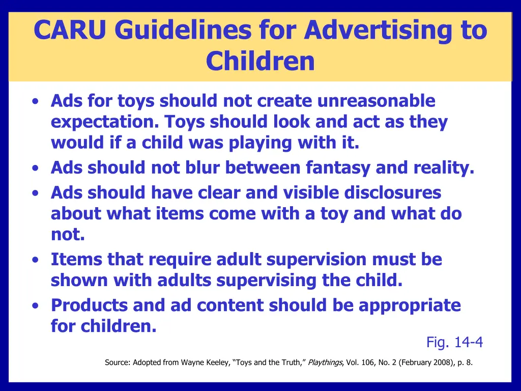 caru guidelines for advertising to children