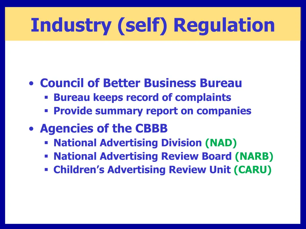 industry self regulation