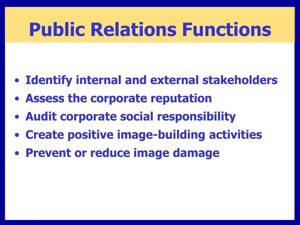 public relations functions