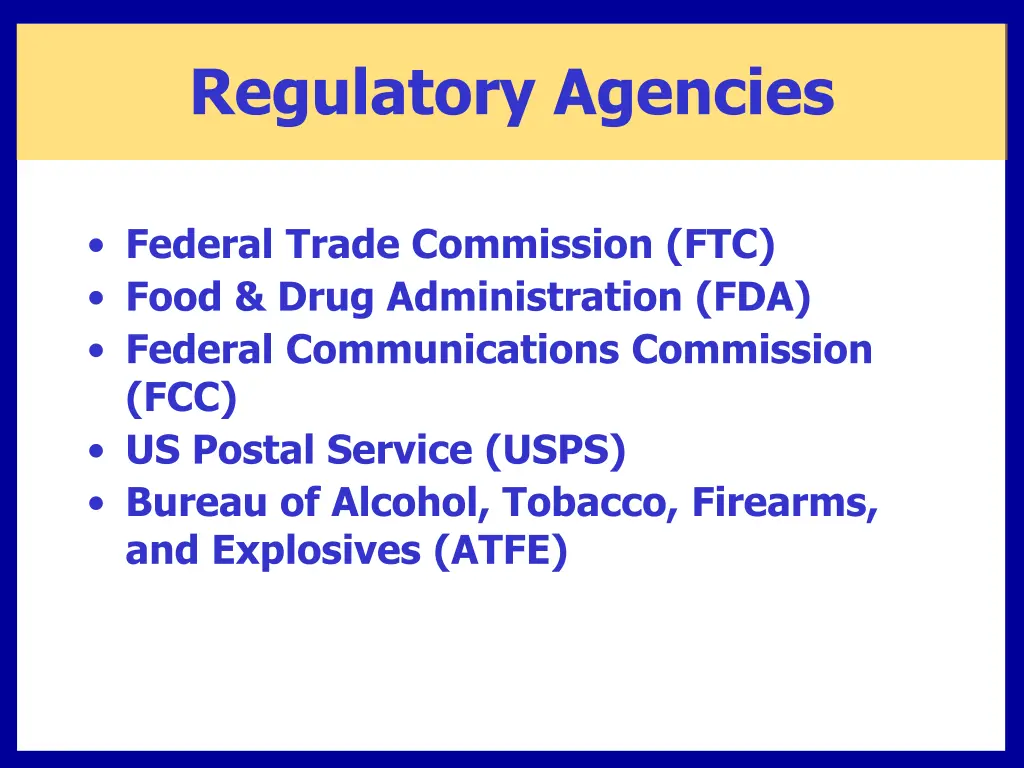 regulatory agencies