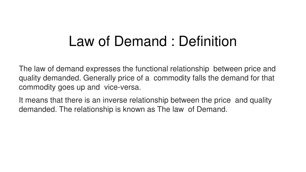 law of demand definition 1