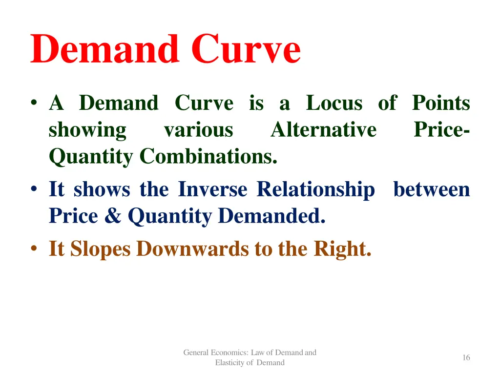 demand curve