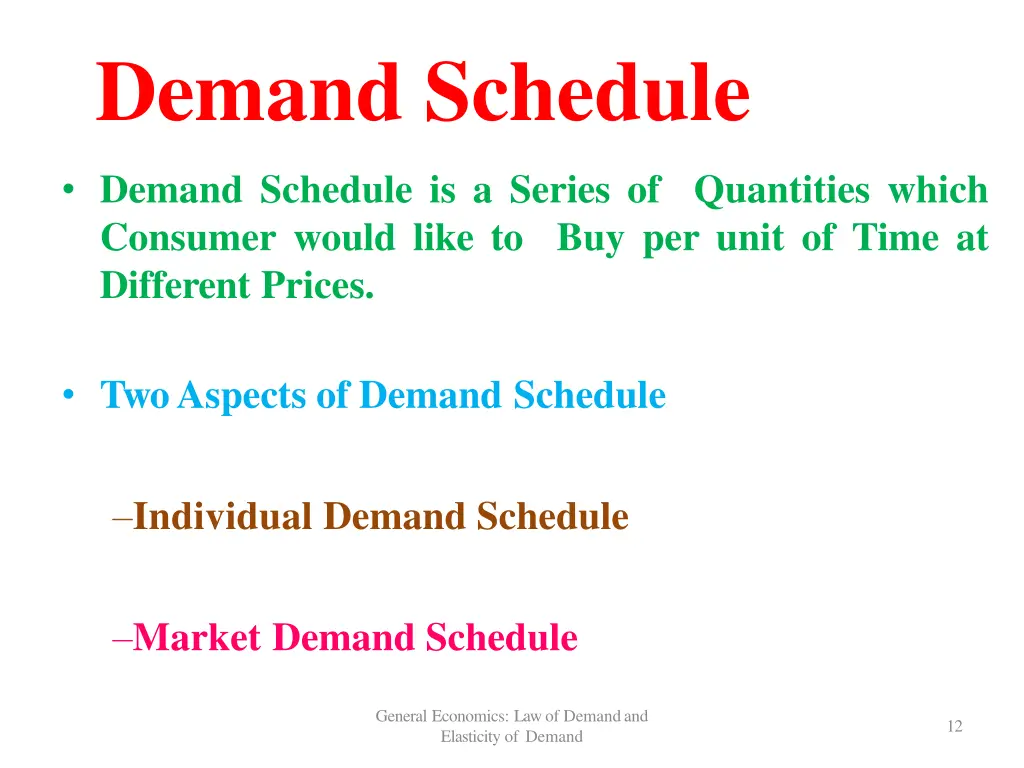 demand schedule