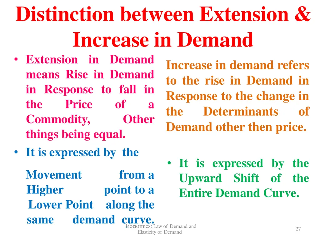 distinction between extension increase in demand