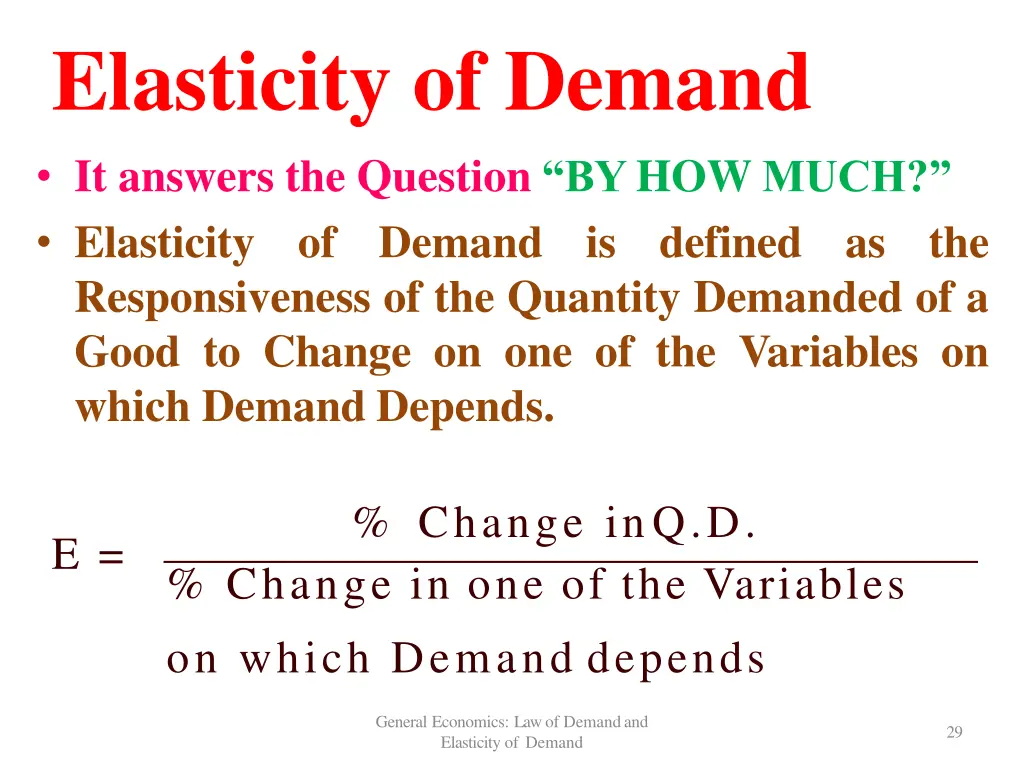 elasticity of demand it answers the question