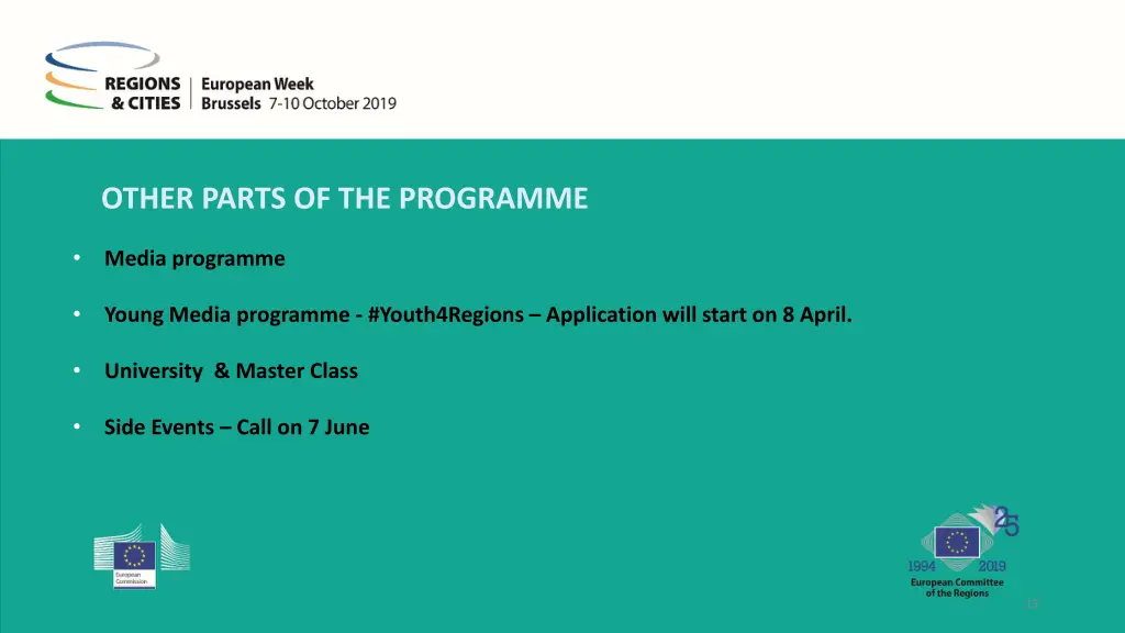 other parts of the programme
