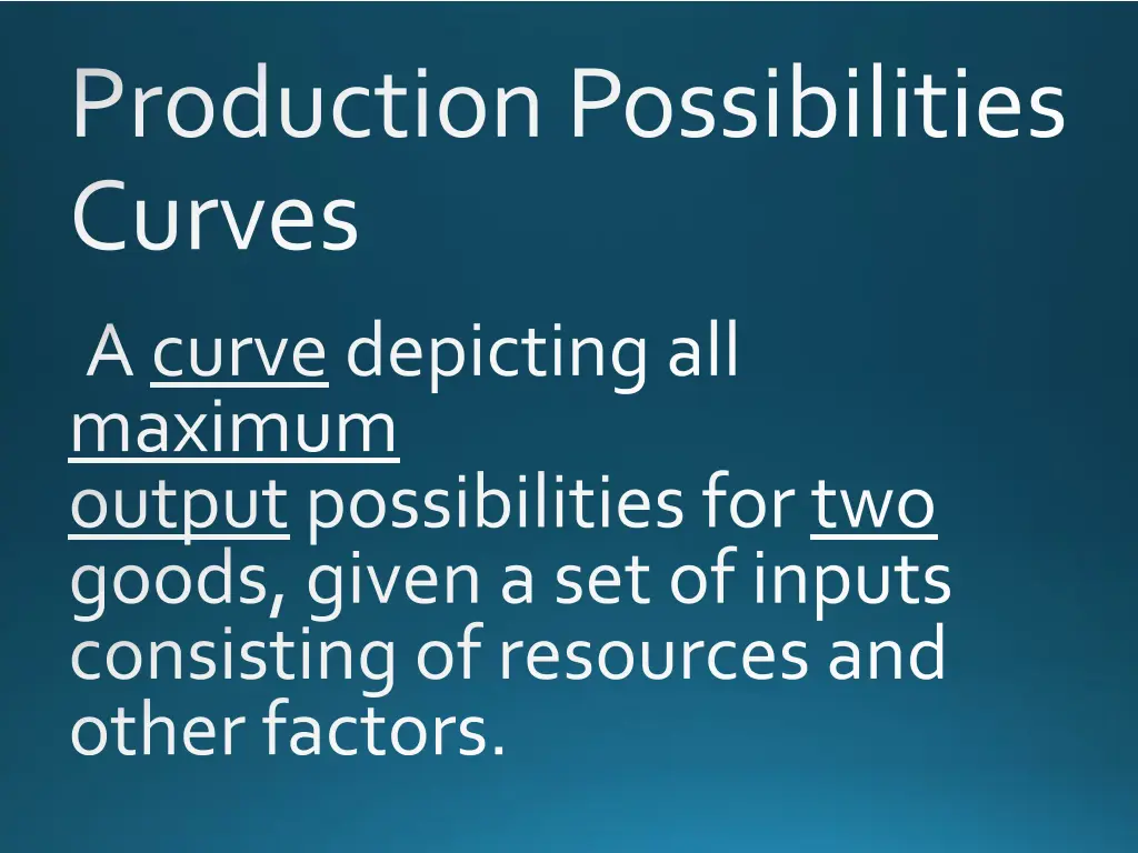 production possibilities curves
