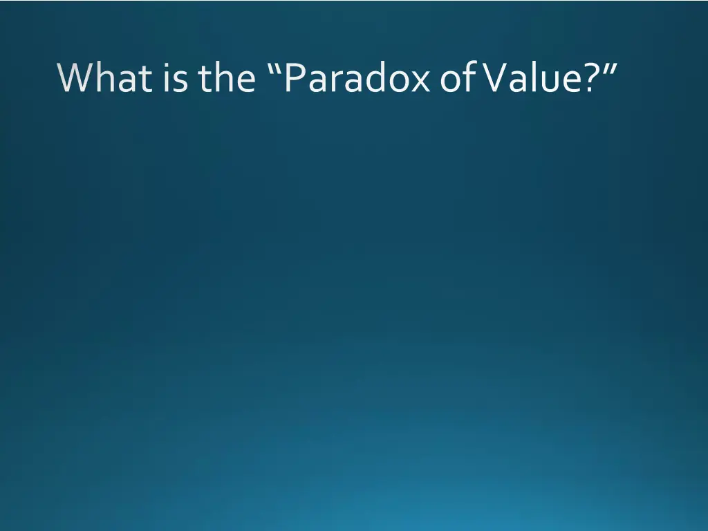 what is the paradox of value