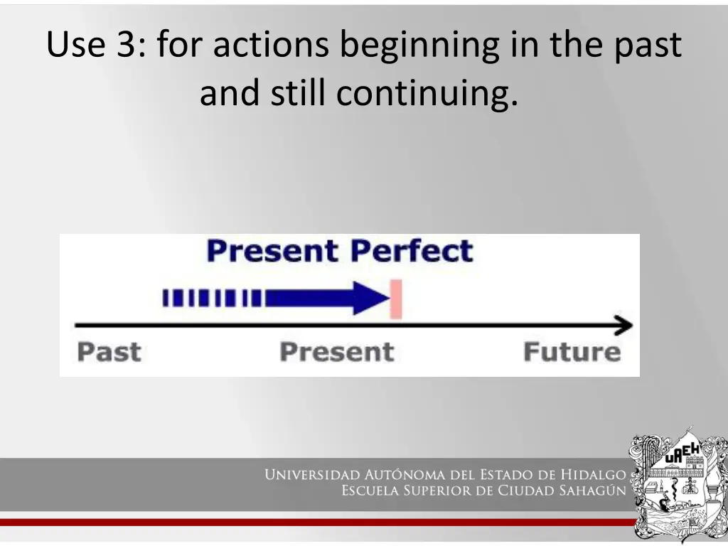 use 3 for actions beginning in the past and still