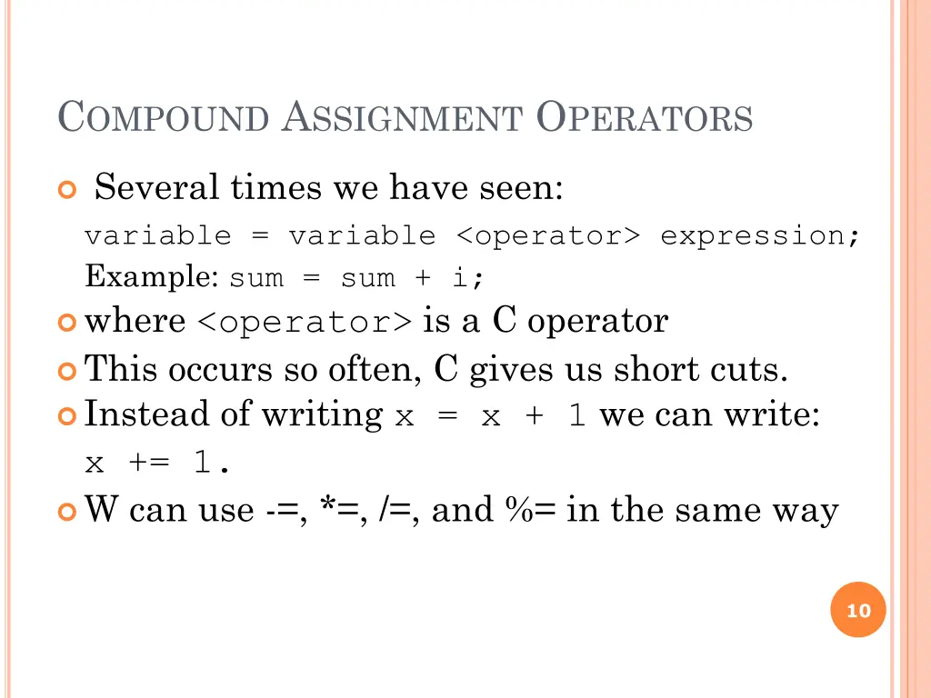 c ompound a ssignment o perators